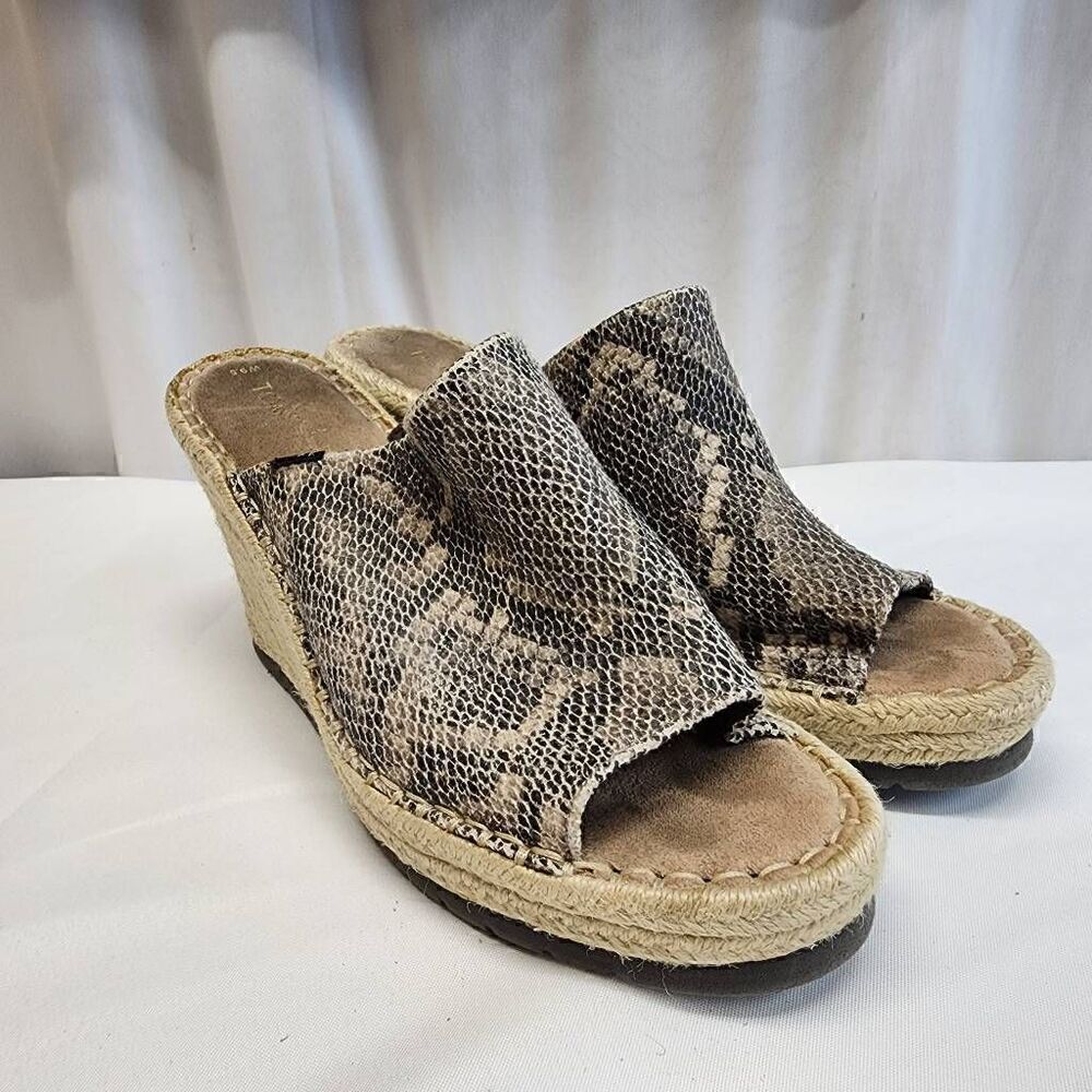 TOMS Size 9.5 Monica Mule Sandal Snake Print (a)
